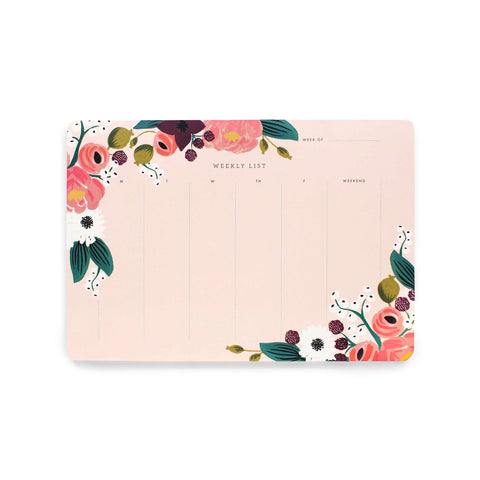 Rifle Paper Co: Weekly Desk Pad - Pink Floral - The Teaching Tools